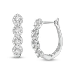 1/2 CT. T.W. Diamond Swirl Hoop Earrings in 10K White Gold