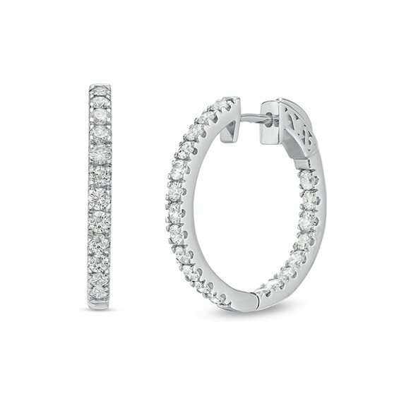 1-1/2 CT. T.W. Diamond Inside-Out Hoop Earrings in 10K White Gold 1-1/2 CT. T.W. Diamond Inside-Out Hoop Earrings in 10K White Gold