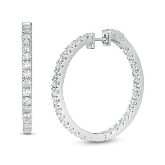 3 CT. T.W. Diamond Inside-Out Hoop Earrings in 10K White Gold 3 CT. T.W. Diamond Inside-Out Hoop Earrings in 10K White Gold
