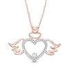 Thumbnail Image 0 of 1/10 CT. T.W. Diamond Angel Winged Heart Pendant in 10K Rose Gold