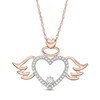 Thumbnail Image 1 of 1/10 CT. T.W. Diamond Angel Winged Heart Pendant in 10K Rose Gold