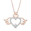 Thumbnail Image 0 of 1/10 CT. T.W. Diamond Angel Winged Heart Pendant in 10K Rose Gold