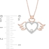 Thumbnail Image 1 of 1/10 CT. T.W. Diamond Angel Winged Heart Pendant in 10K Rose Gold