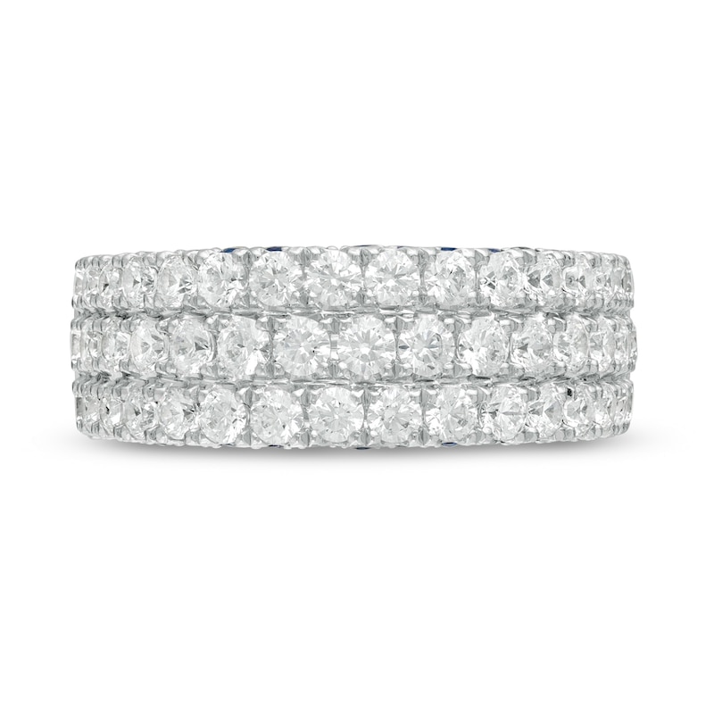 Vera Wang Love Collection 1-1/2 CT. T.W. Certified Diamond and Blue Sapphire Band in 14K White Gold (I/SI2)