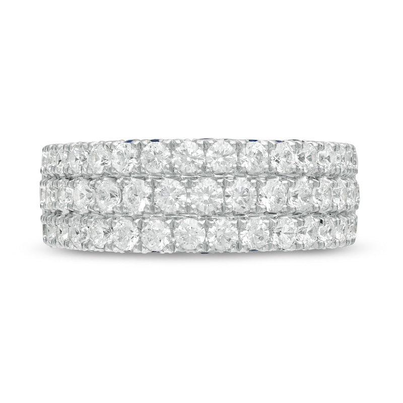 Main Image 3 of Vera Wang Love Collection 1-1/2 CT. T.W. Diamond and Blue Sapphire Band in 14K White Gold (I/SI2)