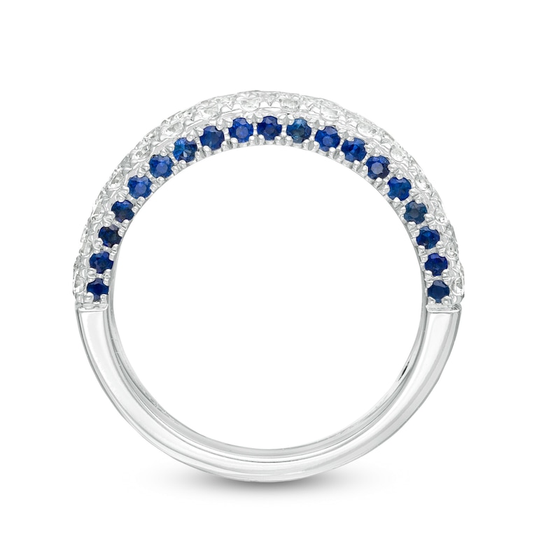 Main Image 4 of Vera Wang Love Collection 1-1/2 CT. T.W. Diamond and Blue Sapphire Band in 14K White Gold (I/SI2)