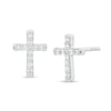 Thumbnail Image 1 of 1/10 CT. T.W. Diamond Cross Stud Earrings in 10K White Gold