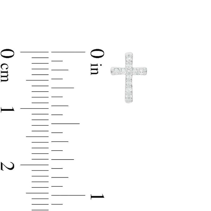 Main Image 2 of 1/10 CT. T.W. Diamond Cross Stud Earrings in 10K White Gold