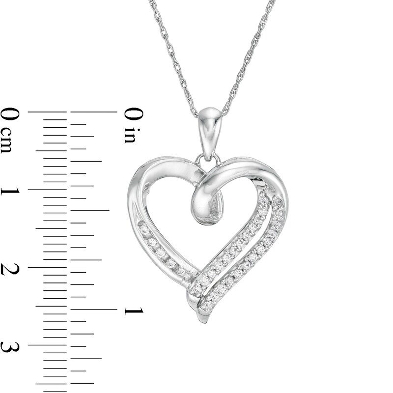 Main Image 3 of 1/4 CT. T.W. Diamond Swirl Heart Pendant in 10K White Gold