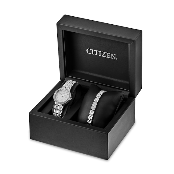 Ladies' Exclusive Citizen Eco-DriveÂ® Paradex Crystal Watch and Bracelet Box Set (Model: EW2341-63A)