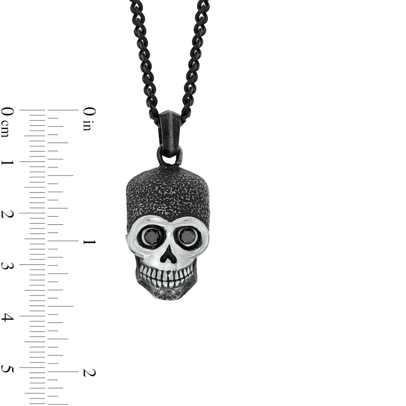 Main Image 3 of Men's 1/5 CT. T.W. Black Diamond Skull Pendant in Stainless Steel and Black IP - 24"