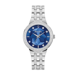 Ladies' Bulova Crystal Accent Watch with Blue Dial (Model: 96L276)
