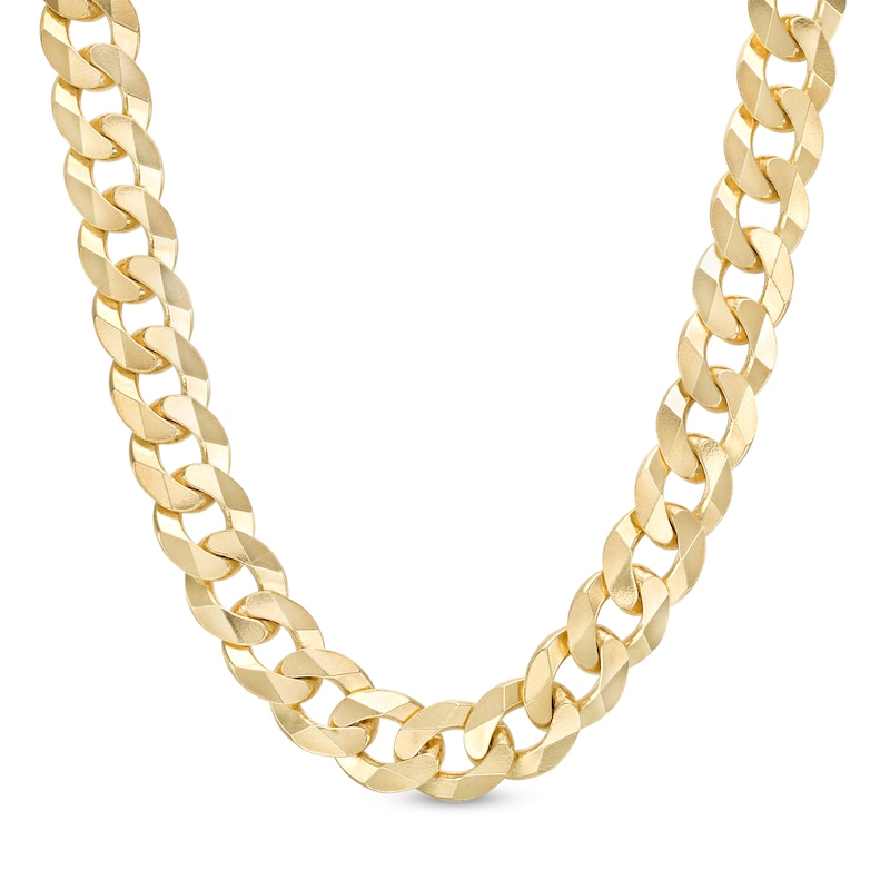 Main Image 1 of Men's 12.2mm Curb Chain Necklace in Solid 10K Gold - 26"