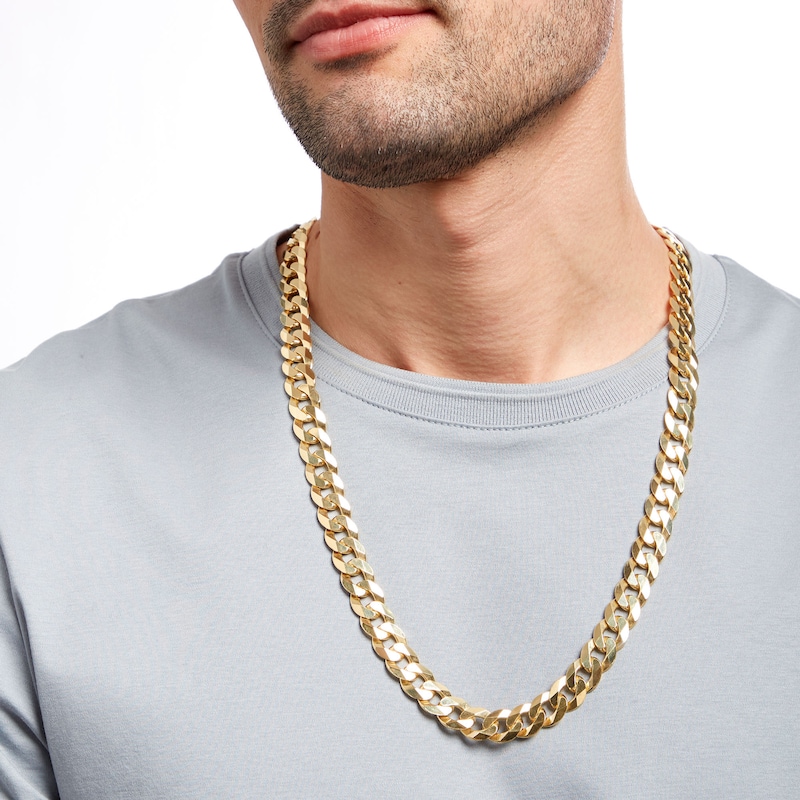 Main Image 2 of Men's 12.2mm Curb Chain Necklace in Solid 10K Gold - 26"