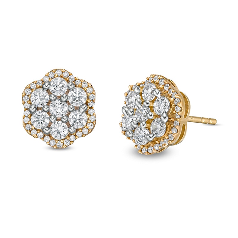 Main Image 1 of 1 CT. T.W. Diamond Flower Stud Earrings in 10K Gold