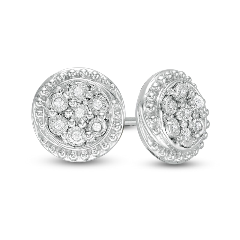 Main Image 1 of Diamond Accent Frame Stud Earrings in Sterling Silver