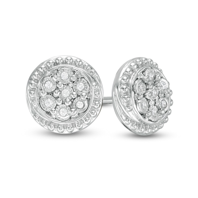 Diamond Accent Frame Stud Earrings in Sterling Silver