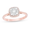 Thumbnail Image 0 of 1/4 CT. T.W. Baguette and Round Composite Diamond Cushion Frame Ring in 10K Rose Gold