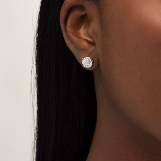 1/10 CT. T.W. Composite Diamond Frame Stud Earrings in Sterling Silver 1/10 CT. T.W. Composite Diamond Frame Stud Earrings in Sterling Silver