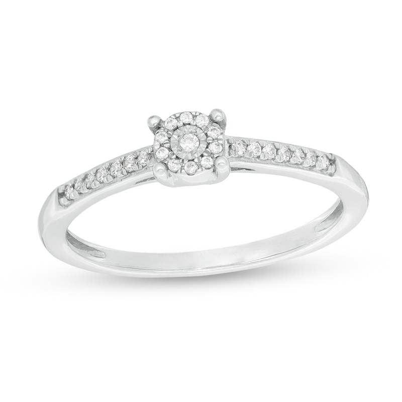 Main Image 1 of 1/10 CT. T.W. Diamond Frame Promise Ring in Sterling Silver