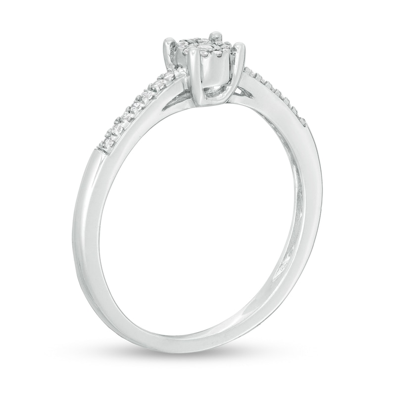 1/10 CT. T.W. Diamond Frame Promise Ring in Sterling Silver