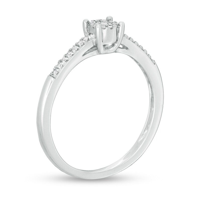 Main Image 2 of 1/10 CT. T.W. Diamond Frame Promise Ring in Sterling Silver