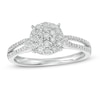 Thumbnail Image 1 of 1/5 CT. T.W. Composite Diamond Frame Split Shank Engagement Ring in Sterling Silver