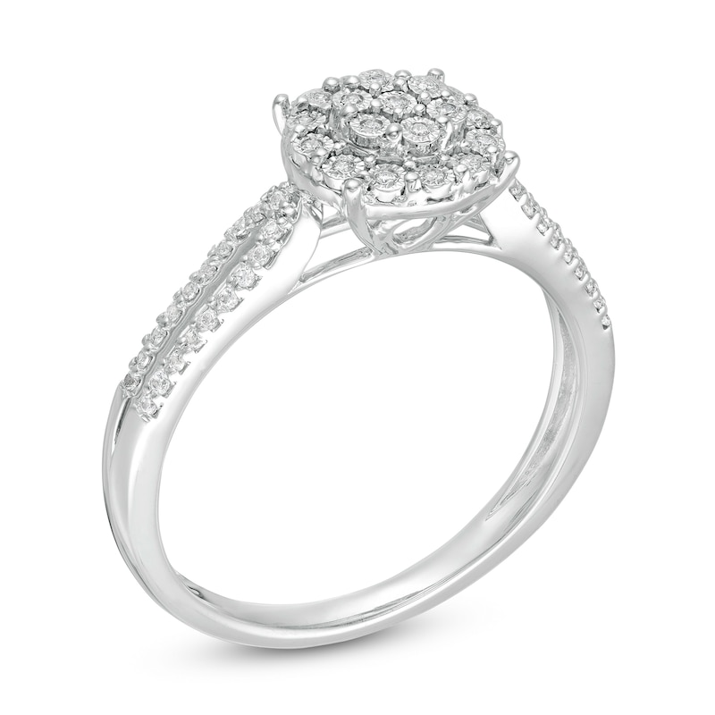 Main Image 3 of 1/5 CT. T.W. Composite Diamond Frame Split Shank Engagement Ring in Sterling Silver