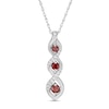 Thumbnail Image 0 of Garnet and White Lab-Created Sapphire Graduated Three Stone Cascading Flame Pendant in Sterling Silver