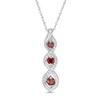 Thumbnail Image 0 of Garnet and White Lab-Created Sapphire Graduated Three Stone Cascading Flame Pendant in Sterling Silver