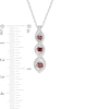 Thumbnail Image 2 of Garnet and White Lab-Created Sapphire Graduated Three Stone Cascading Flame Pendant in Sterling Silver