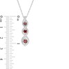Thumbnail Image 3 of Garnet and White Lab-Created Sapphire Graduated Three Stone Cascading Flame Pendant in Sterling Silver
