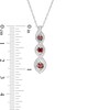 Thumbnail Image 2 of Garnet and White Lab-Created Sapphire Graduated Three Stone Cascading Flame Pendant in Sterling Silver