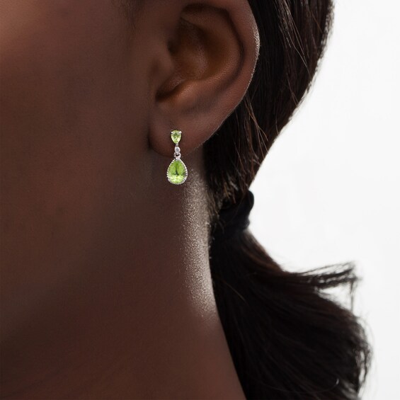 Pear-Shaped Peridot and Lab-Created White Sapphire Rope Frame Drop Earrings in Sterling Silver Pear-Shaped Peridot and Lab-Created White Sapphire Rope Frame Drop Earrings in Sterling Silver