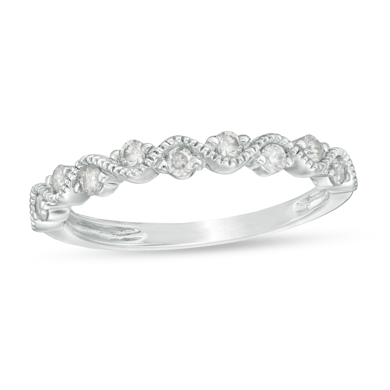 1/4 CT. T.W. Diamond Wave Vintage-Style Anniversary Band in 10K White Gold