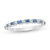 Thumbnail Image 1 of Sideways Baguette Blue Sapphire "X" Vintage-Style Ring in 10K White Gold