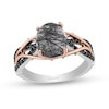 Thumbnail Image 1 of Enchanted Disney Villains Maleficent Black Quartz and 1/6 CT. T.W. Diamond Ring in Sterling Silver and 10K Rose Gold