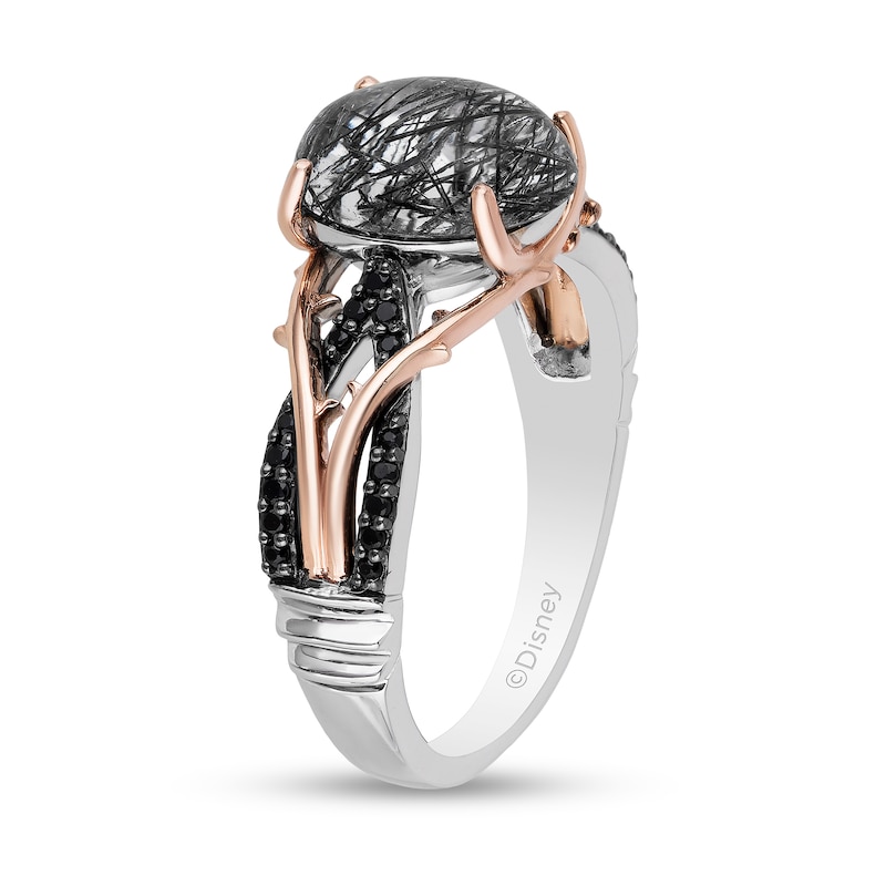 Main Image 2 of Enchanted Disney Villains Maleficent Black Quartz and 1/6 CT. T.W. Diamond Ring in Sterling Silver and 10K Rose Gold