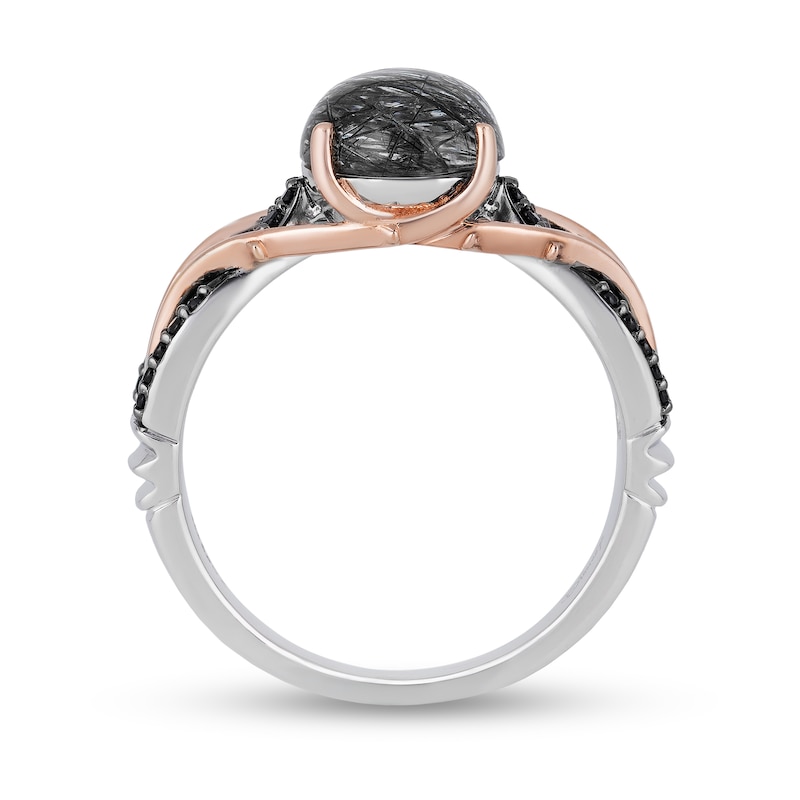 Main Image 4 of Enchanted Disney Villains Maleficent Black Quartz and 1/6 CT. T.W. Diamond Ring in Sterling Silver and 10K Rose Gold