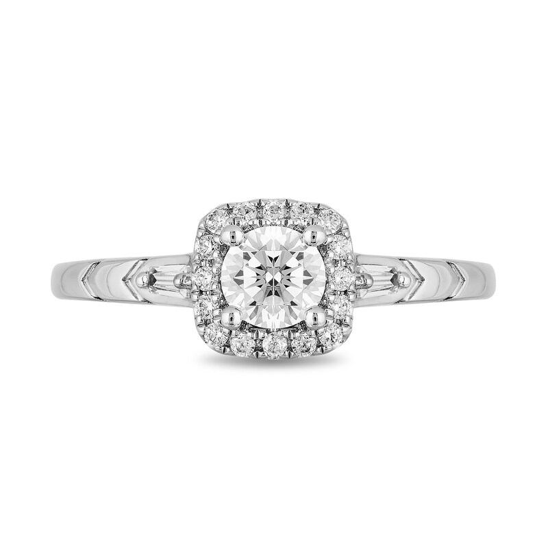 Main Image 3 of Enchanted Disney Elsa 5/8 CT. T.W. Diamond Cushion Frame Engagement Ring in 14K White Gold