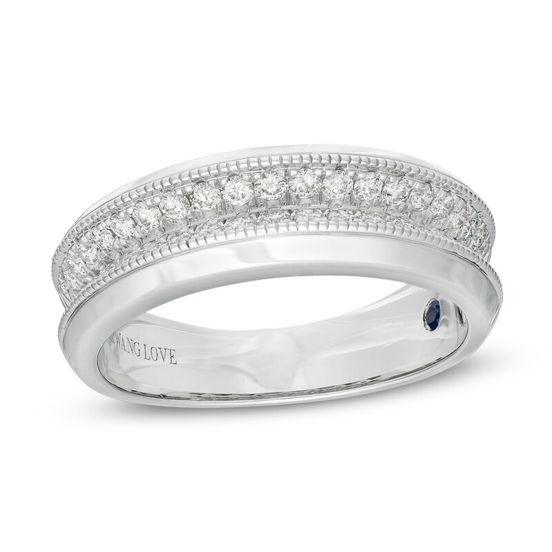 Main Image 1 of Vera Wang Men's Men 5/8 CT. T.W. Diamond Two Row Wedding Band in 14K White Gold