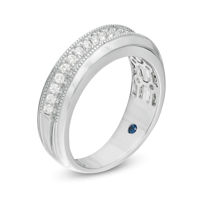 Main Image 2 of Vera Wang Men's Men 5/8 CT. T.W. Diamond Two Row Wedding Band in 14K White Gold