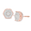 Thumbnail Image 1 of Men's 1/6 CT. T.W. Composite Diamond Hexagon Frame Stud Earrings in Sterling Silver with 14K Rose Gold Plate