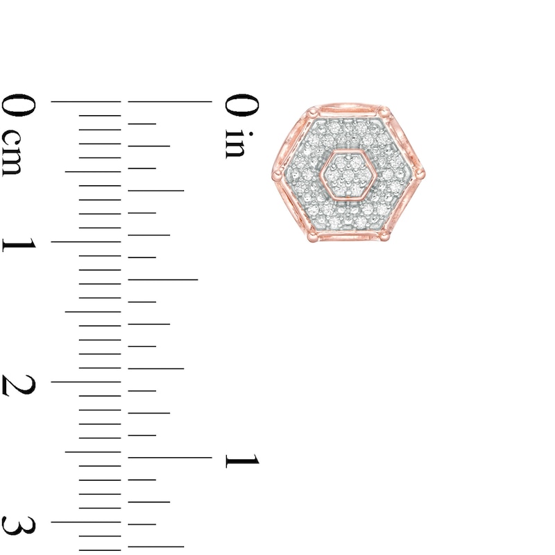 Main Image 3 of Men's 1/6 CT. T.W. Composite Diamond Hexagon Frame Stud Earrings in Sterling Silver with 14K Rose Gold Plate