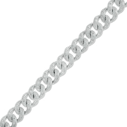 Men's 1/3 CT. T.W. Diamond Curb Chain Bracelet in Sterling Silver - 8.5&quot;
