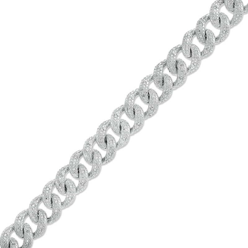 Men's 1/3 CT. T.W. Diamond Curb Chain Bracelet in Sterling Silver - 8.5"