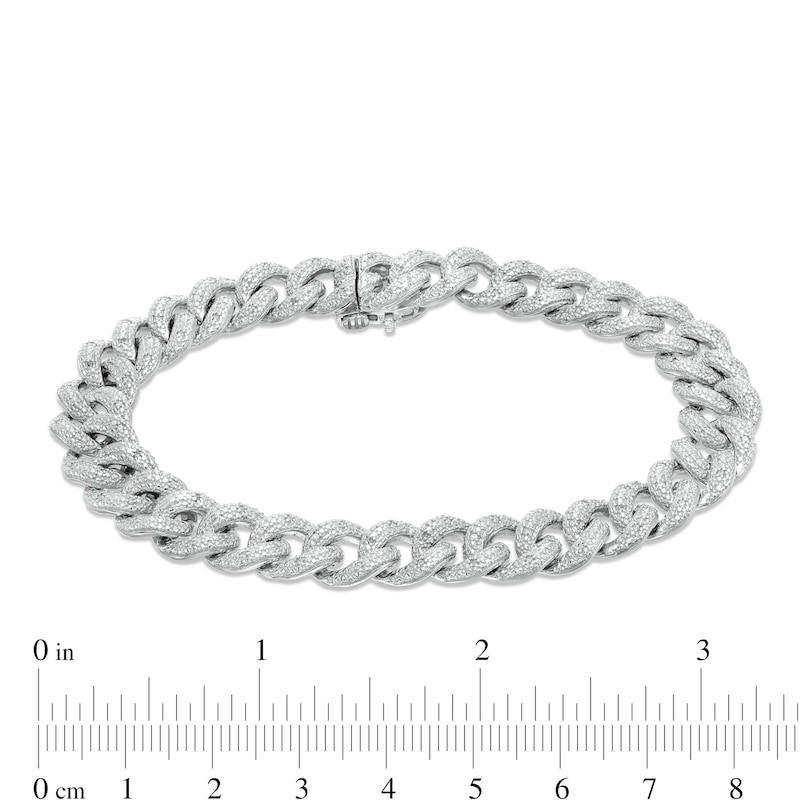Men's 1/3 CT. T.W. Diamond Curb Chain Bracelet in Sterling Silver - 8.5"