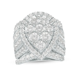 7 CT. T.W. Pear-Shaped Multi-Diamond Frame Multi-Row Three Piece Bridal Set in 14K White Gold
