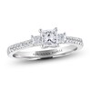 Thumbnail Image 0 of Adrianna Papell 3/4 CT. T.W. Certified Princess-Cut Diamond Three Stone Engagement Ring in 14K Two-Tone Gold (I/I1)