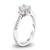 Thumbnail Image 1 of Adrianna Papell 3/4 CT. T.W. Certified Princess-Cut Diamond Three Stone Engagement Ring in 14K Two-Tone Gold (I/I1)